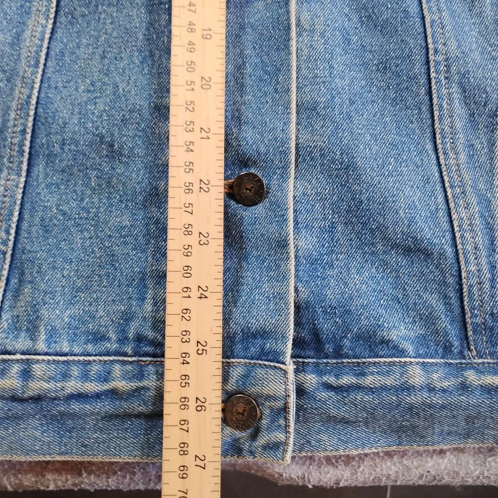 Vintage Bay‎ Horse Mens Vintage Denim Trucker Jacket Blue Medium Wash Cotton S